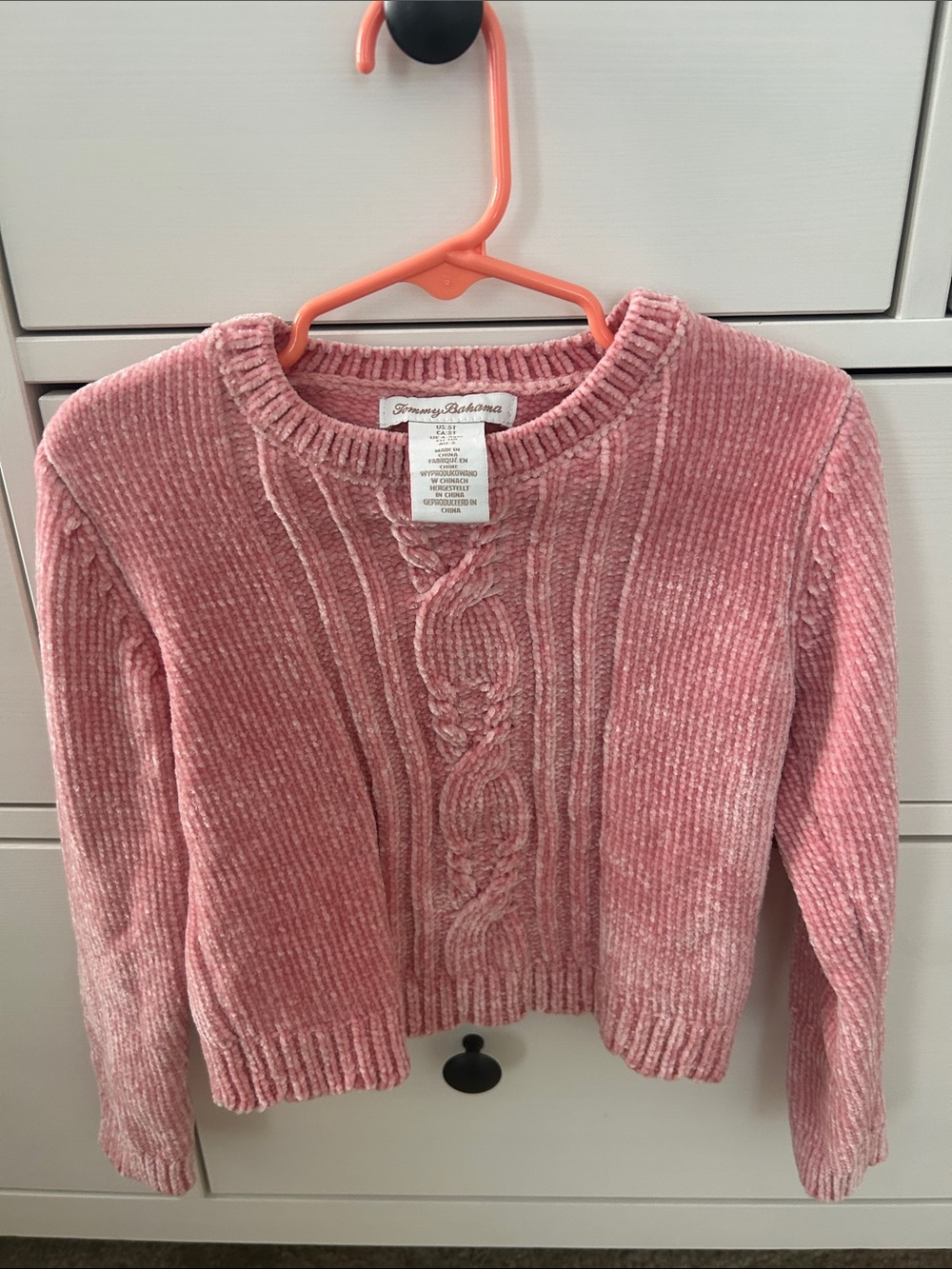 Tommy Bahama Pink Chenille Cable-Knit girls Sweater